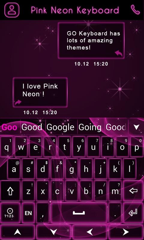「GO Keyboard Pink Neon Theme」のスクリーンショット 2枚目