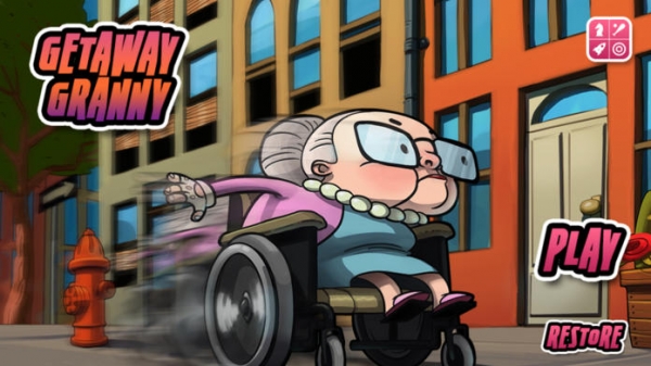 「Getaway Granny - 無料怒っレーシンググランスケートラン版」のスクリーンショット 1枚目