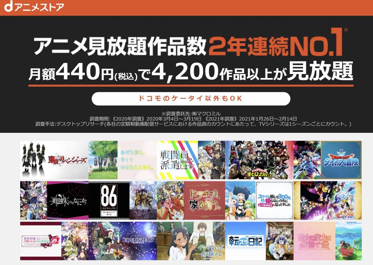 作品数トップクラス Dアニメストア は月額440円でアニメ見放題 Appliv Topics