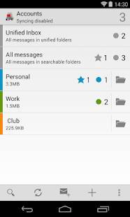 Androidアプリ「K-9 Mail」のスクリーンショット 1枚目
