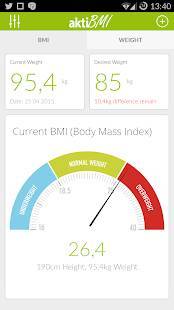 Androidアプリ「BMI計算と体重日記, 体重減少」のスクリーンショット 1枚目
