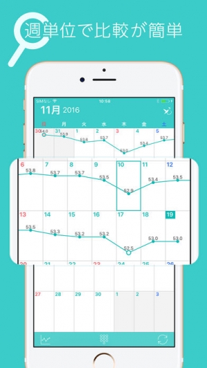 iPhone、iPadアプリ「見える！体重管理と食事記録  ハミング ダイエットカレンダー」のスクリーンショット 3枚目