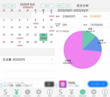 Appliv 家計簿シフトフリー 給料管理のシフト表 無料の家計簿