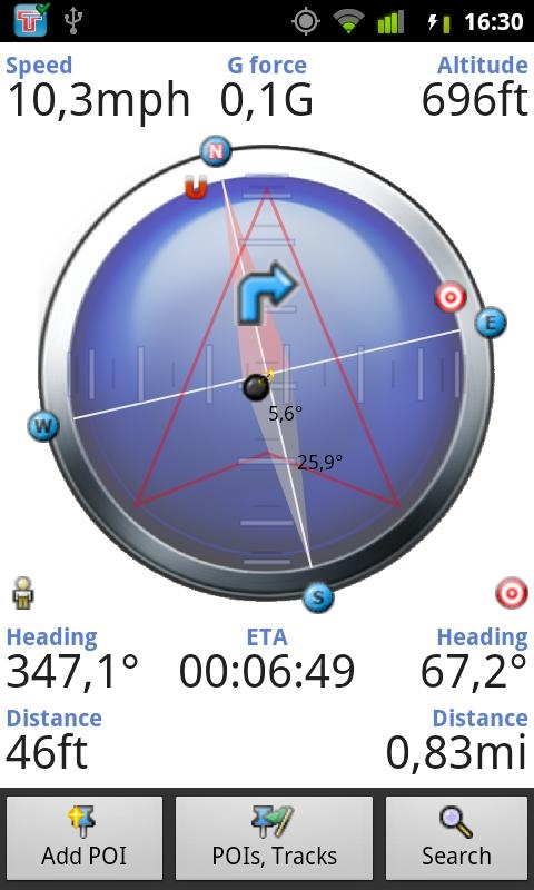 「Tracky GPSナビゲーション+コンパス」のスクリーンショット 3枚目