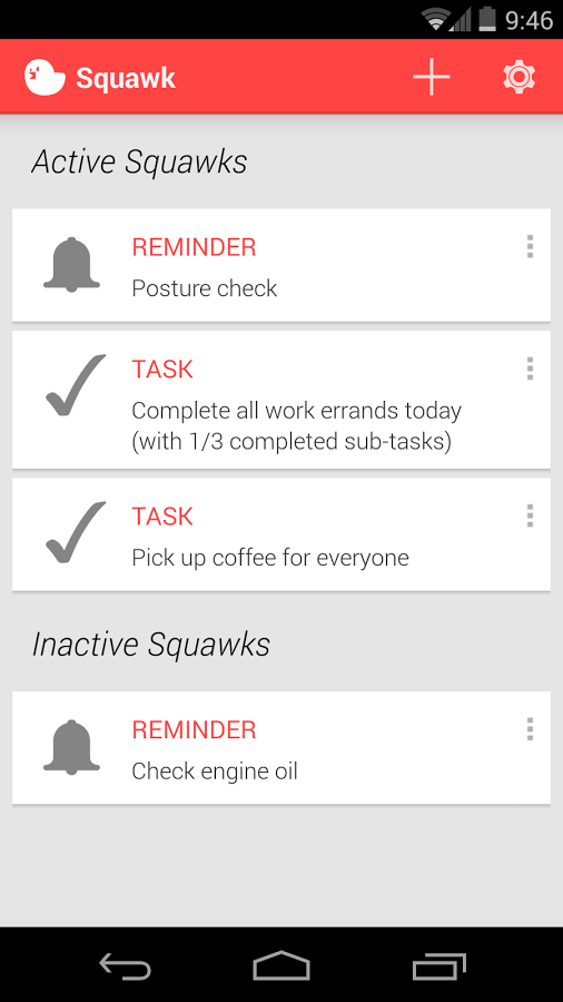 「Squawk: Reminders on Unlock」のスクリーンショット 1枚目