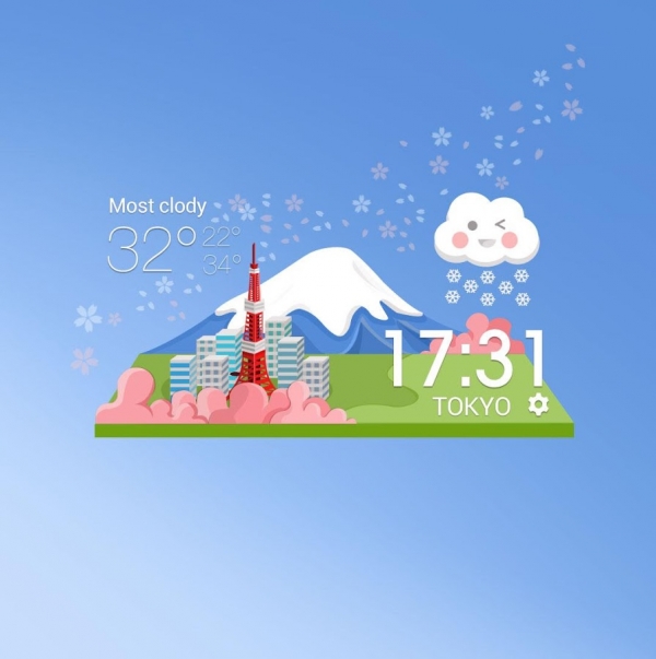 「桜＆富士 - 日本天気時計＆天気予報のウィジェット」のスクリーンショット 2枚目
