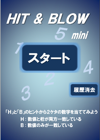 「Hit &amp; Blow mini　【数字当てゲーム】」のスクリーンショット 1枚目