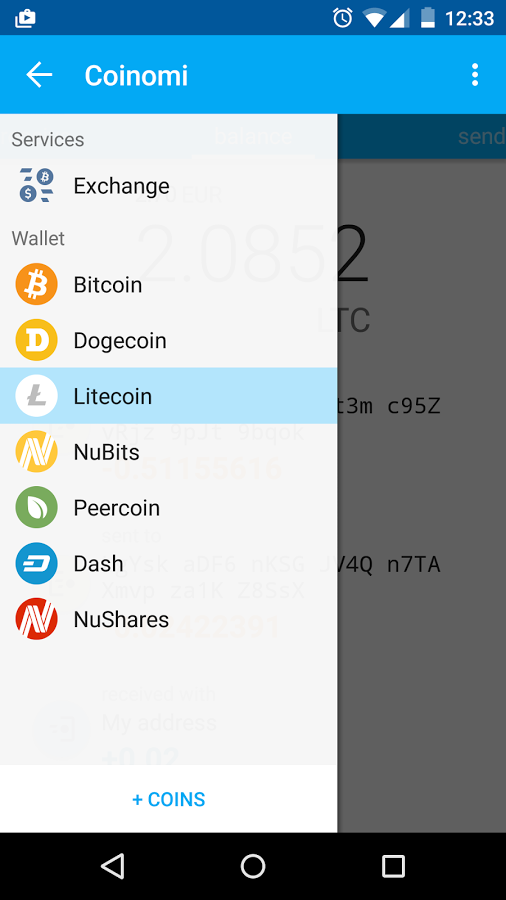 「Coinomi Bitcoin Altcoin Wallet」のスクリーンショット 1枚目