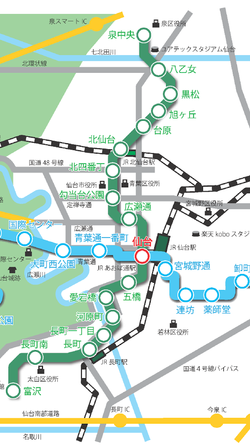 「仙台市地下鉄路線図」のスクリーンショット 3枚目
