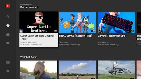 「YouTube for Android TV」のスクリーンショット 1枚目