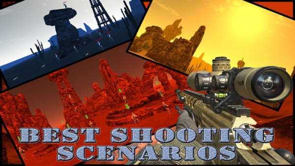「砂漠の狙撃兵シューター3D - 実際の撮影体験：フル無料ゲーム」のスクリーンショット 1枚目