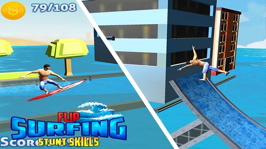 「Flip Surfing Stunt Skills -Free Surfer Diving Game」のスクリーンショット 2枚目