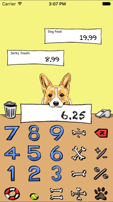 「DogCalc〜無料で便利なイヌ電卓・犬ステッカー付き〜」のスクリーンショット 1枚目