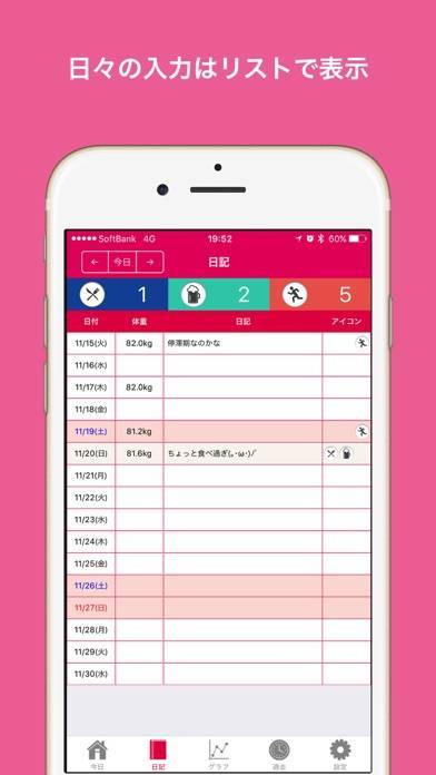 「シンプルな「体重管理日記 」」のスクリーンショット 3枚目