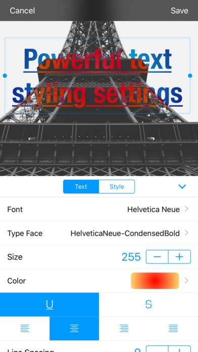 「Type - text on image with custom fonts & blending」のスクリーンショット 1枚目