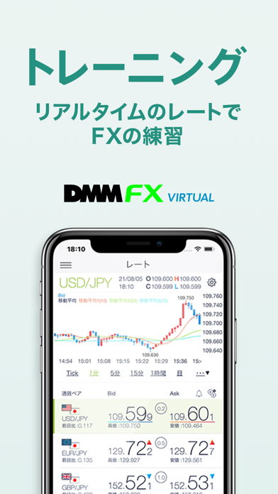 「DMM FX バーチャル - 初心者向け FX デモアプリ」のスクリーンショット 2枚目