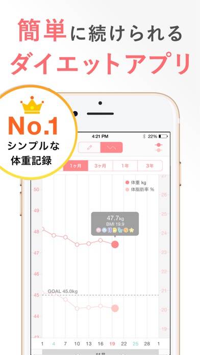 「SmartDiet ダイエットの体重記録で痩せるダイエット」のスクリーンショット 1枚目