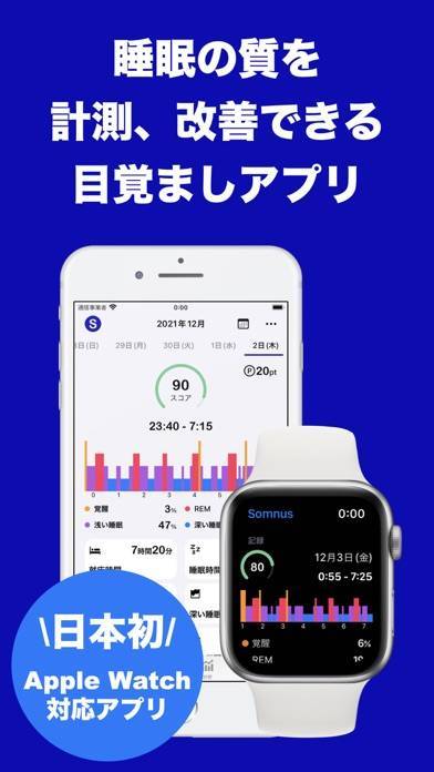 「Somnus/ソムナス-睡眠記録分析目覚ましアラームアプリ」のスクリーンショット 1枚目