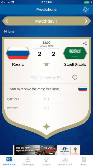 「FIFA World Cup™ Predictor」のスクリーンショット 2枚目