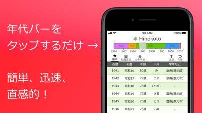 「Hinokoto 年表：西暦和暦年齢早見表」のスクリーンショット 2枚目