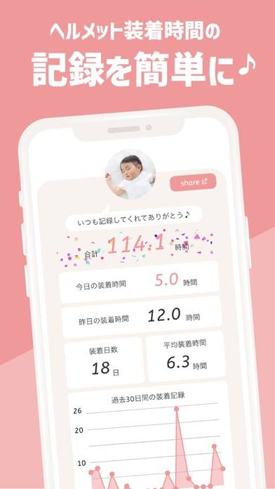 「ヘルメット治療記録アプリ-babyband」のスクリーンショット 1枚目