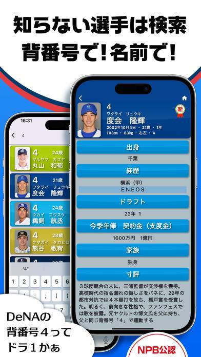 「日刊スポーツ　プロ野球選手名鑑タップ！」のスクリーンショット 1枚目