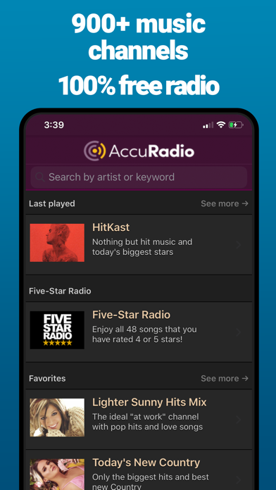 「AccuRadio: Curated Music Radio」のスクリーンショット 1枚目