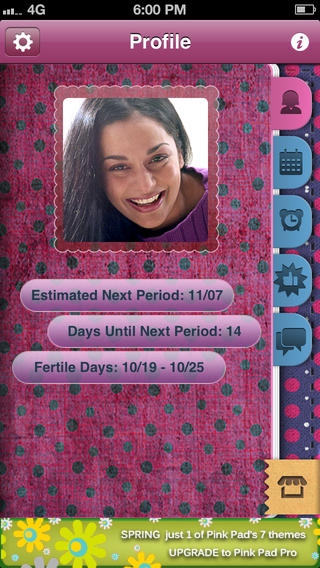 「Pink Pad Period Tracker Free」のスクリーンショット 1枚目