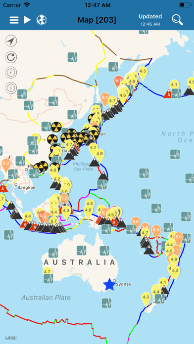 「Earthquake+ Alerts, Map & Info」のスクリーンショット 1枚目