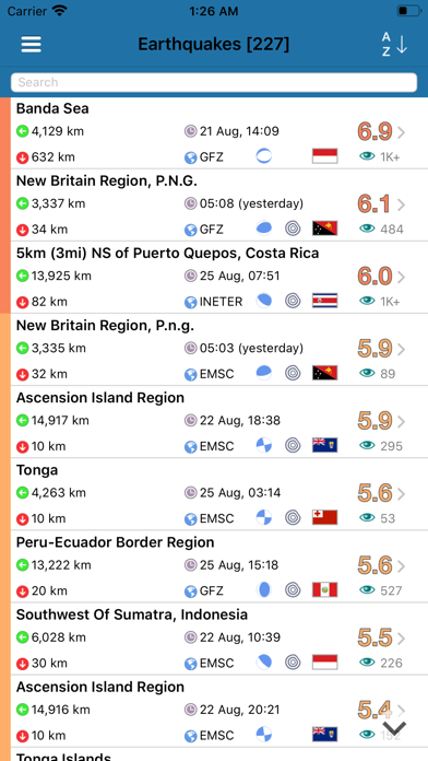 「Earthquake+ Alerts, Map & Info」のスクリーンショット 2枚目