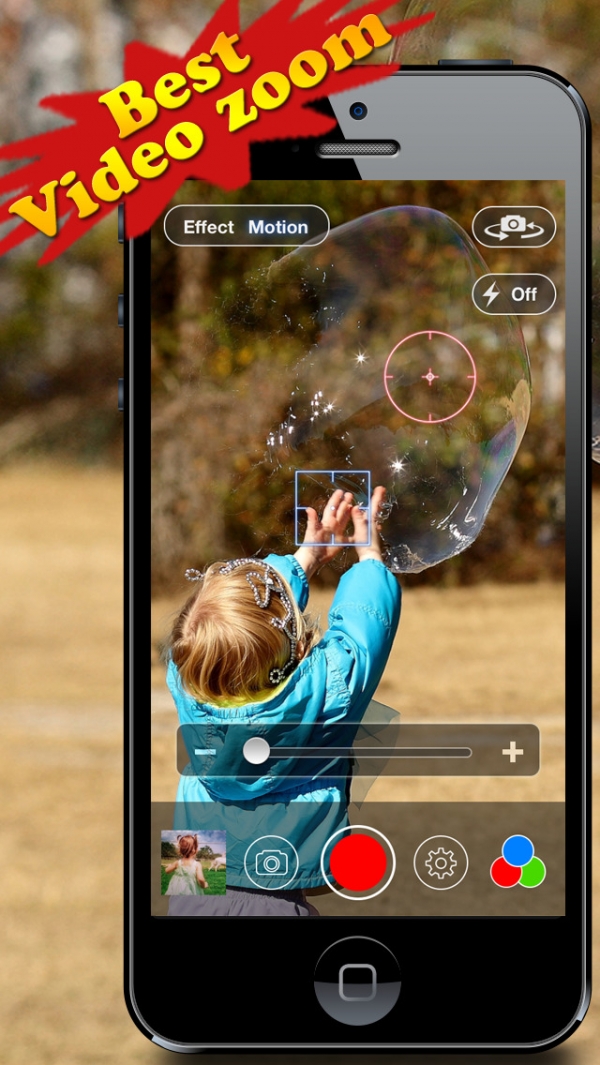 「Video Zoom Pro: HD Camera with Live Zoom, Effects, Pause, snapshot photo and Movie Sharing」のスクリーンショット 1枚目
