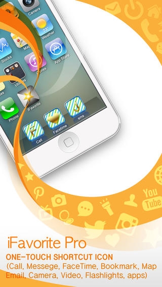 「ワンタッチコール、メッセージ、URL、ホーム画面のショートカットアイコン ( iFavorite Pro : for Instagram, Snapshat, kakao and iOS7 )」のスクリーンショット 1枚目