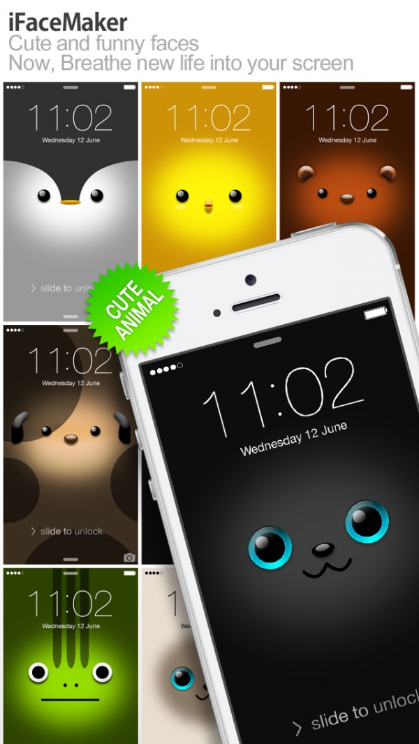 「iFaceMaker ( Cute and funny faces ) : for Lock screen, Call screen, Contacts profile photo, instagram」のスクリーンショット 1枚目