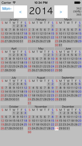 「12ヶ月間万年カレンダー」のスクリーンショット 1枚目
