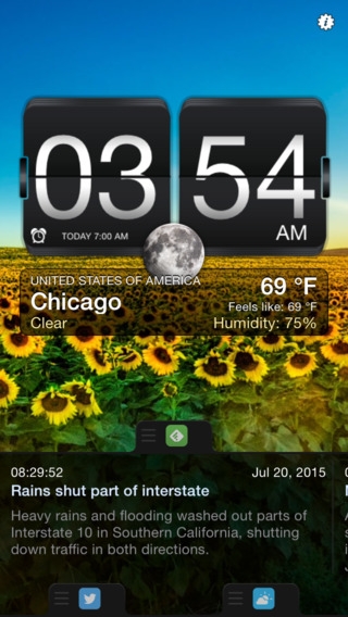 「目覚まし時計 - Social Reader, Weather & iPhone Alarm Clock.」のスクリーンショット 2枚目