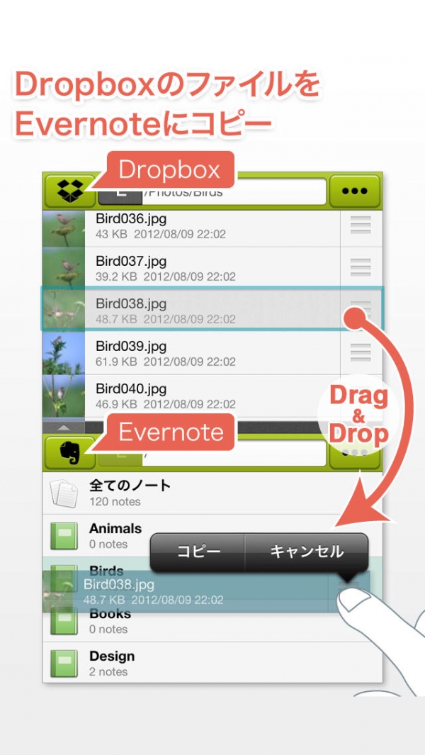 「Ever2Drop - FileCrane for Evernote and Dropbox」のスクリーンショット 1枚目