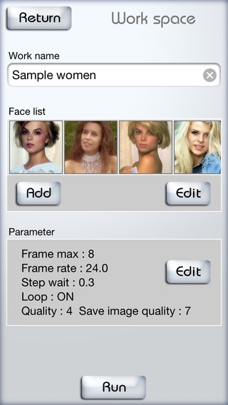 「フェイス モーフ - 複数の顔を連続でモーフィングする動画作成アプリ」のスクリーンショット 2枚目