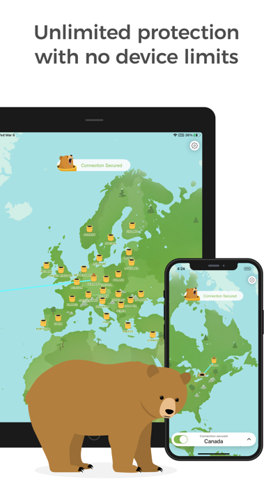 「TunnelBear: Secure VPN & Wifi」のスクリーンショット 2枚目