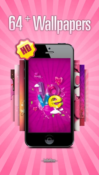 「ピンクのバレンタイン壁紙 - iOS 7 Edition」のスクリーンショット 2枚目