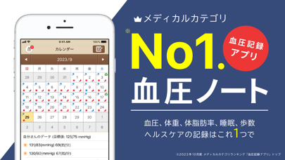 「血圧ノート-血圧変化を記録！自動でグラフ化-」のスクリーンショット 1枚目
