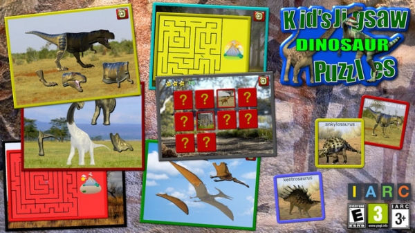 「子供たちが恐竜レックス ジグソー パズル - 教育の形状と一致する子供のゲーム」のスクリーンショット 1枚目