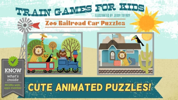 「子供向け列車ゲーム：動物園鉄道車両パズル」のスクリーンショット 1枚目