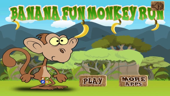 「バナナ猿は実行中のゲーム：無料動物ゲーム楽しい：ipad と iphone アプリケーション」のスクリーンショット 1枚目