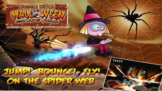 「ブル魔女ハロウィーン ・ エスケープ吸血鬼からすることができる場合は、高速チェイス レース - 無料版を得るためにクモの巣にジャンプ」のスクリーンショット 1枚目