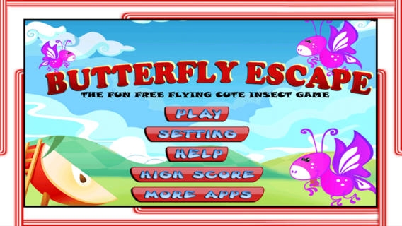 「バタフライエスケープ - 楽しいフリーフライングかわいい昆虫ゲーム - 無料版」のスクリーンショット 1枚目