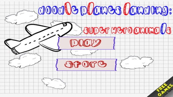 「Doodle Planes Landing: Super Hero Animals  - Fun Addictive Gliding Game (Best free kids games)」のスクリーンショット 1枚目