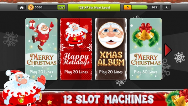 「サンタのクリスマススロット - 無料ジョリーカジノスロットマシンのゲーム」のスクリーンショット 1枚目