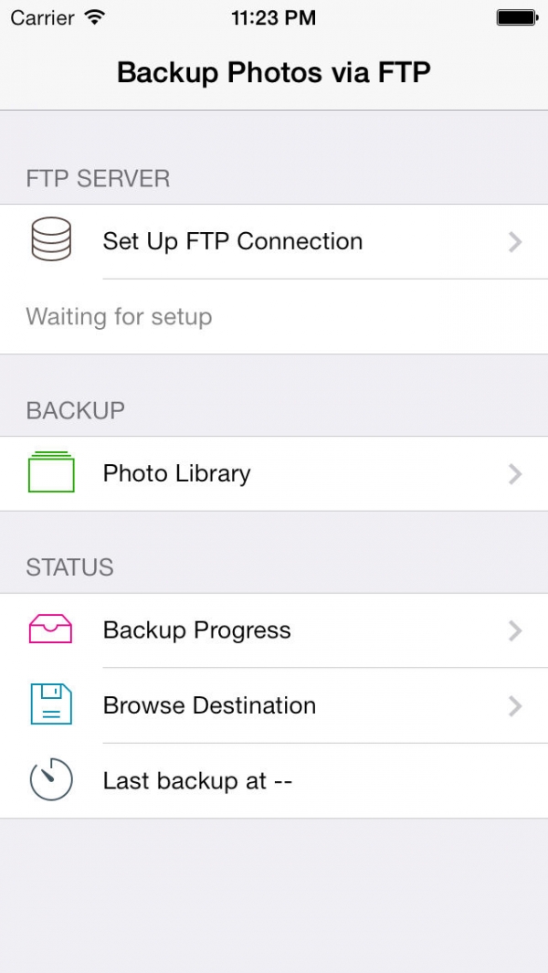 「Backup Photos via FTP - Send To Your Own Server」のスクリーンショット 2枚目