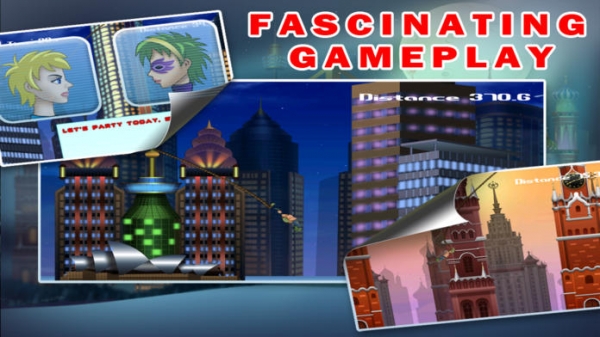 「市スパイダーフリースイング ：クールな中毒性の世界のサーファーが、ゲームを逃れる 男の子と子供のための最高の弾む無料アプリ」のスクリーンショット 2枚目