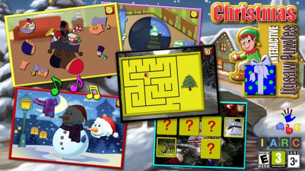 「子供のクリスマスのジグソー パズルの図形 - 3 + 幼児用教育ゲーム」のスクリーンショット 1枚目